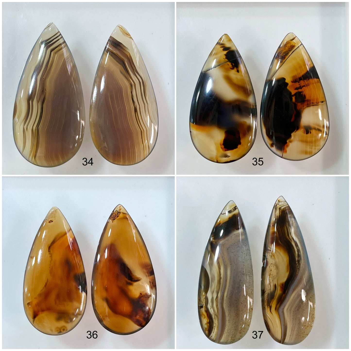 Natural Montana Agate Gemstone Loose Pair