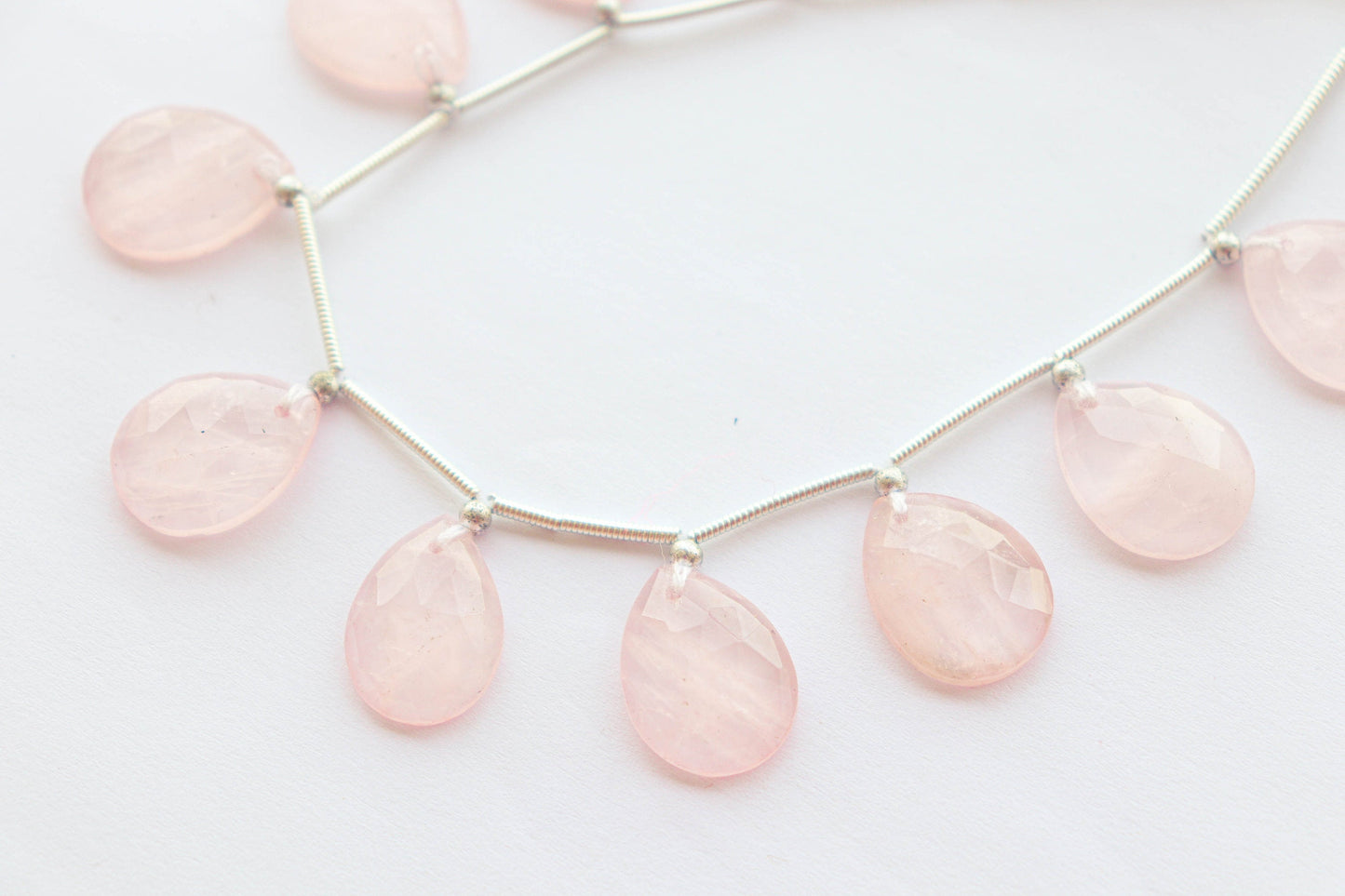 10 Pcs Rose Quartz Pear Shape Rose Cut Beads | 12x16mm | 8 inch | Front Drill | Natural Gemstone for Jewelry | Beadsforyourjewellery Beadsforyourjewelry