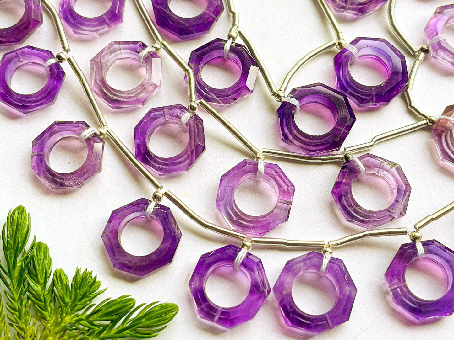 10 Pieces AMETHYST Octagon Shape Faceted Hoop Beads, Natural Amethyst Gemstone Beads, Amethyst Hoop Beads, Rare Gemstone Beads Beadsforyourjewelry