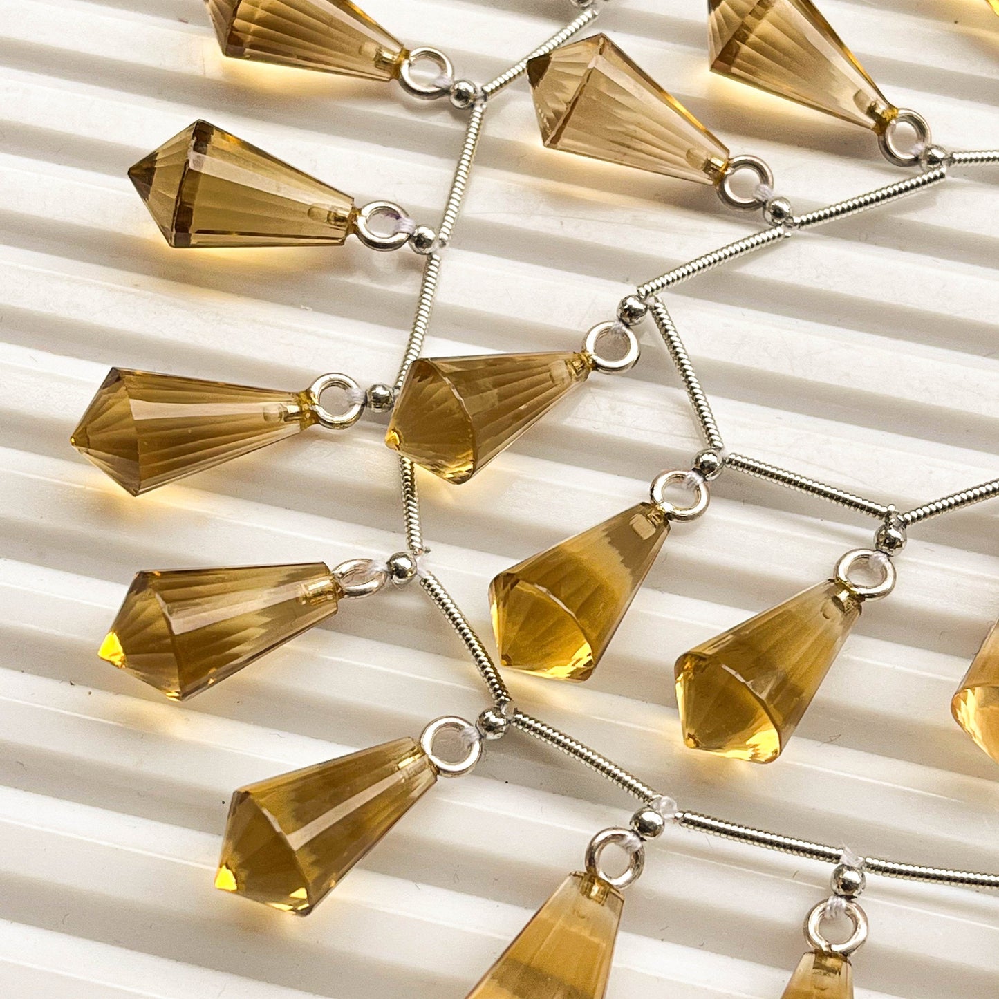 10 Pieces Beer Quartz Concave Cut Drop 925 Silver Peg Bail Connectors for Jewelry Making Beadsforyourjewelry