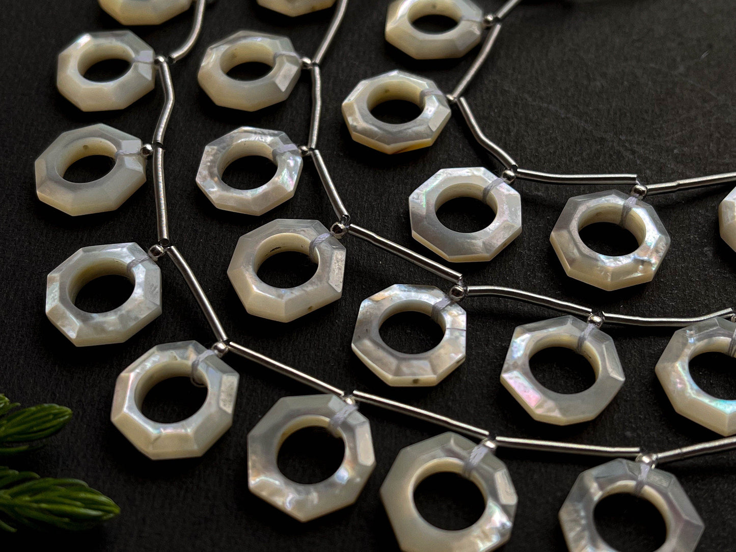 10 Pieces MOTHER OF PEARL Octagon Shape Faceted Hoop Beads, Natural Mother of Pearl Beads, Mother of Pearl Hoop Beads, Rare Gemstone Beads Beadsforyourjewelry