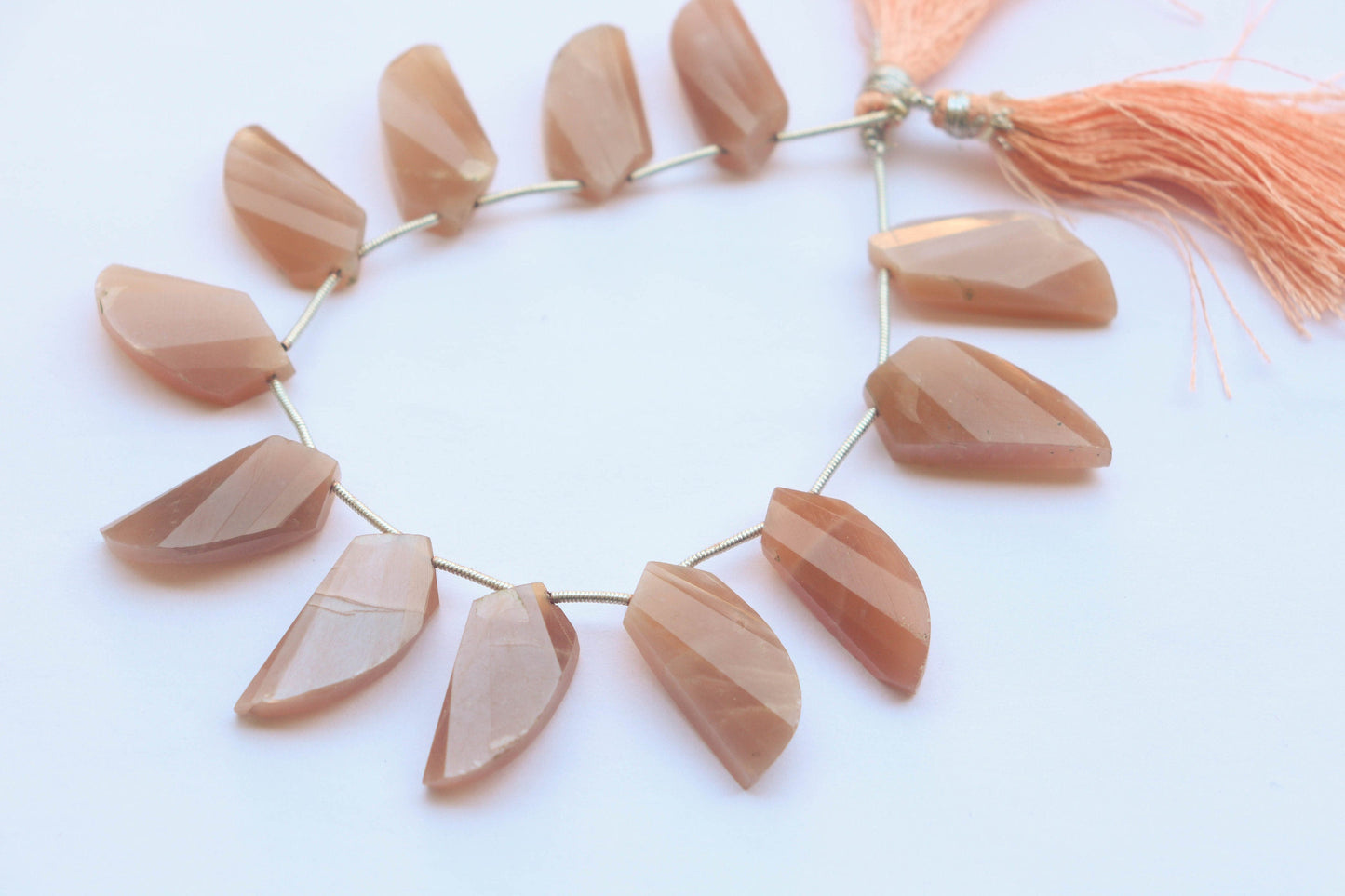 12 Pcs PEACH MOONSTONE Fancy shape Beads | 11x27mm | Side Drill | Gemstone Beads for jewelry making | Beadsforyourjewellery Beadsforyourjewelry