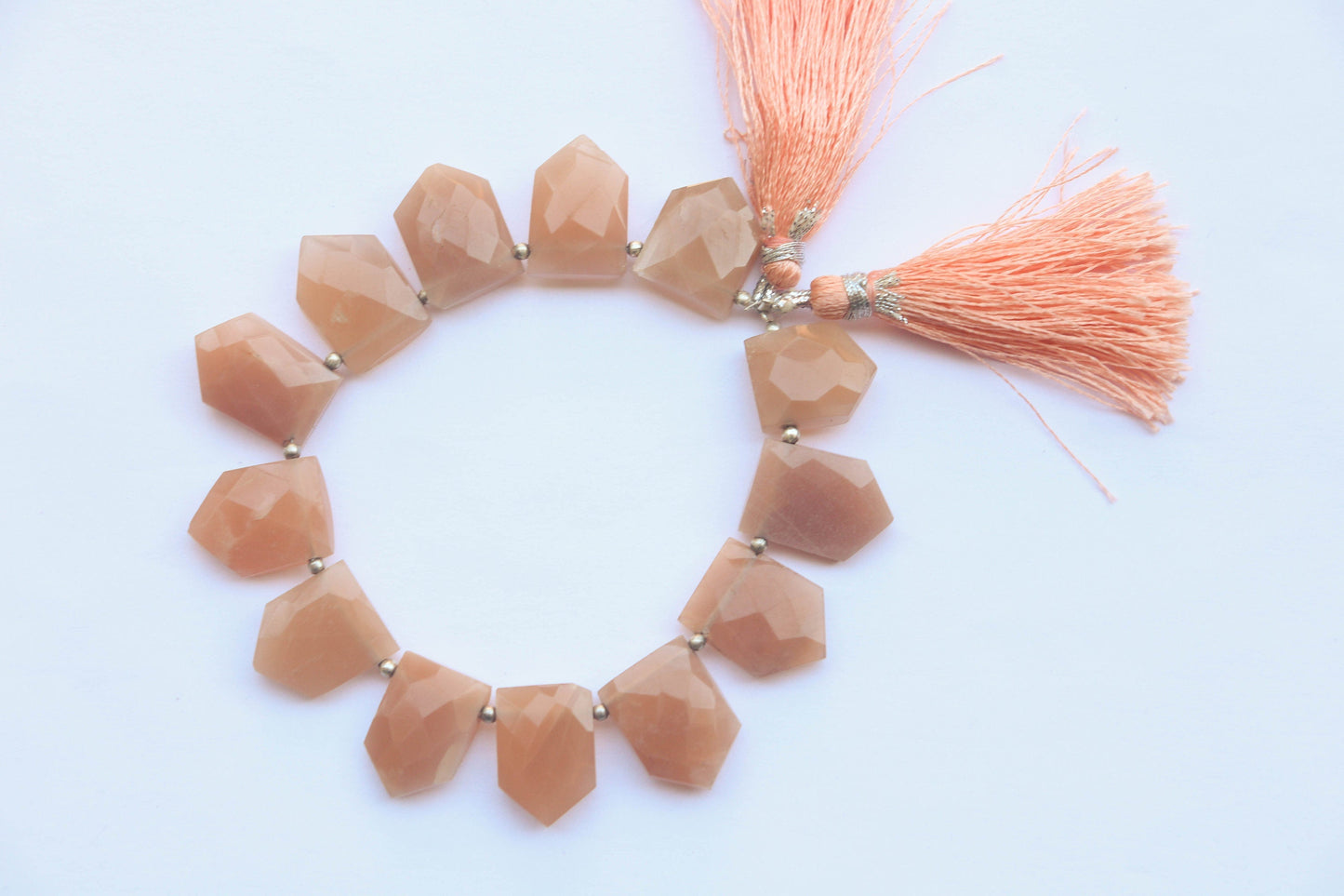 13 Pcs PEACH MOONSTONE Fancy shape Beads | 14x18mm | Side Drill | Gemstone Beads for jewelry making | Beadsforyourjewellery Beadsforyourjewelry