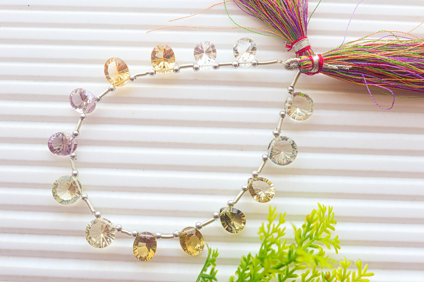 14 Pcs Multi Gemstone Pairs Pear, Round, Oval Shape Concave Cut | 8 inch | Side Drill | Natural Gemstone for Jewelry | Beadsforyourjewellery BFYJ1153-3 Beadsforyourjewelry