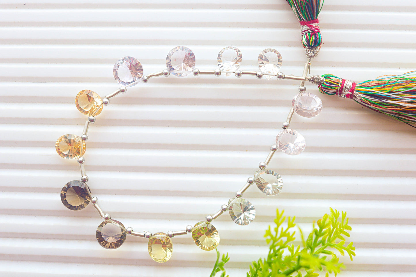 14 Pcs Multi Gemstone Pairs Pear, Round, Oval Shape Concave Cut | 8 inch | Side Drill | Natural Gemstone for Jewelry | Beadsforyourjewellery Beadsforyourjewelry