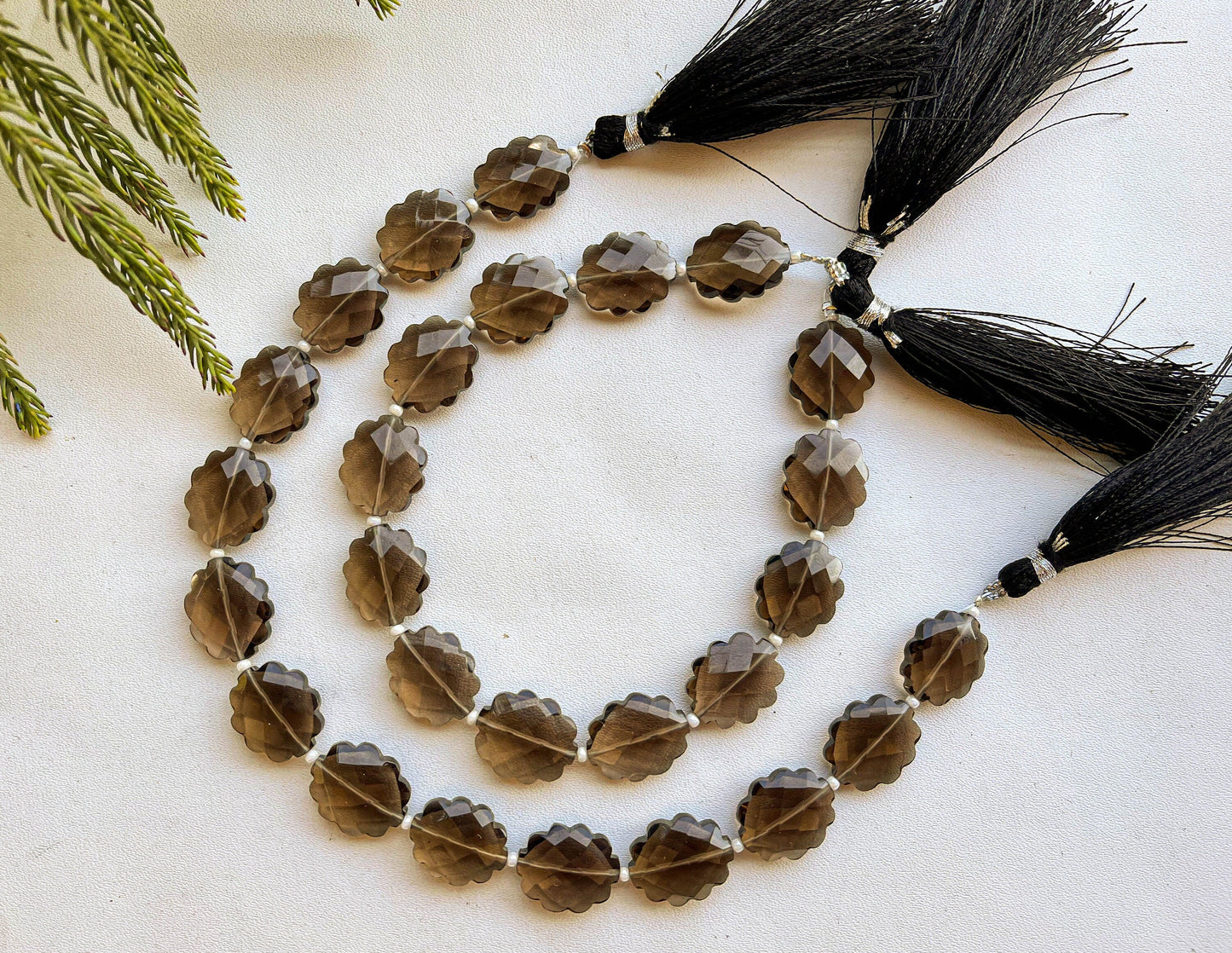 14 Pcs SMOKY QUARTZ Fancy Flower Shape Faceted Beads Beadsforyourjewelry