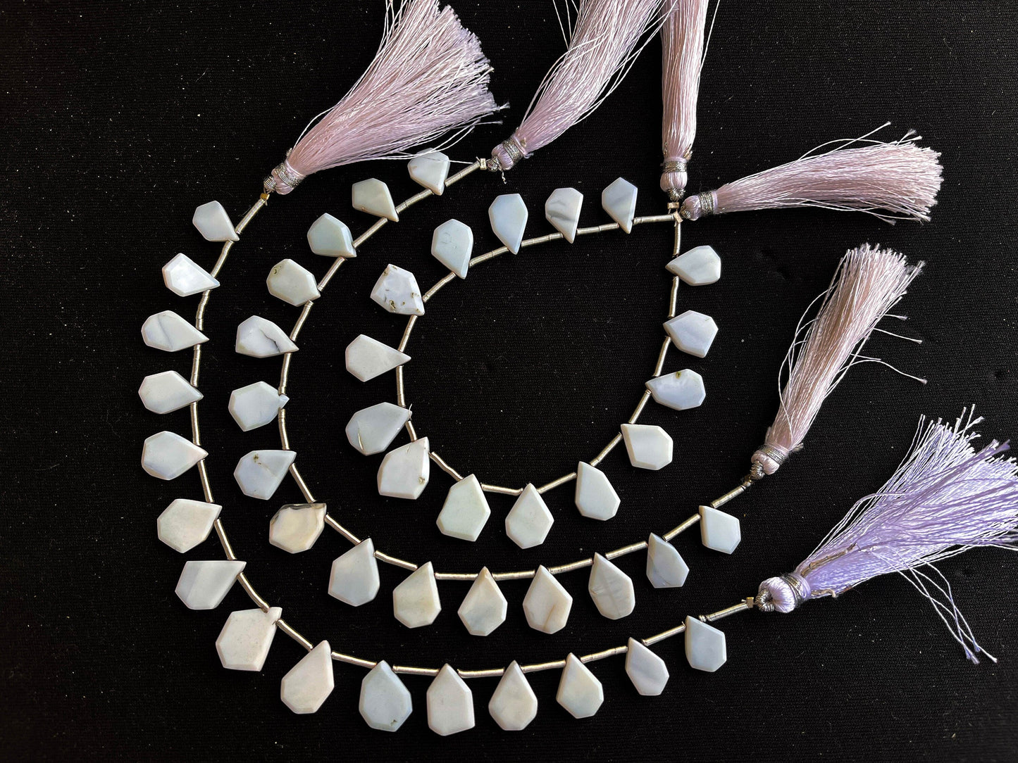 15 Pieces WHITE OPAL Fancy Slice Cut Beads | 8 Inch String | Natural Gemstone Beads | Beadsforyourjewellery Beadsforyourjewelry