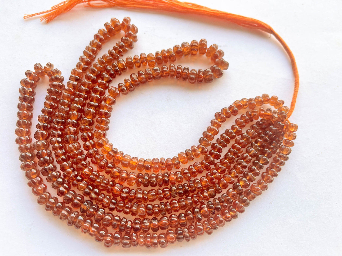 16 Inch Hessonite Garnet Carved Melons Shape Beads, Natural Hessonite Garnet Gemstone Beadsforyourjewelry