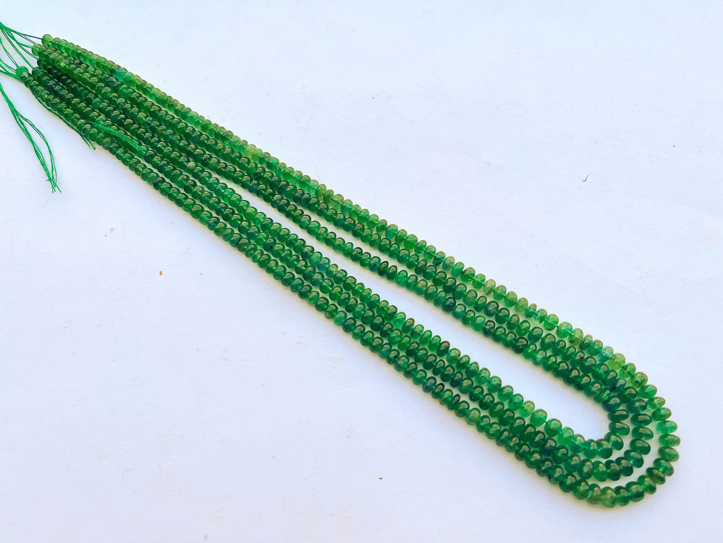 16 Inch Natural Zambian Emerald Smooth Rondelle Shape Beads (No Treatment) Beadsforyourjewelry