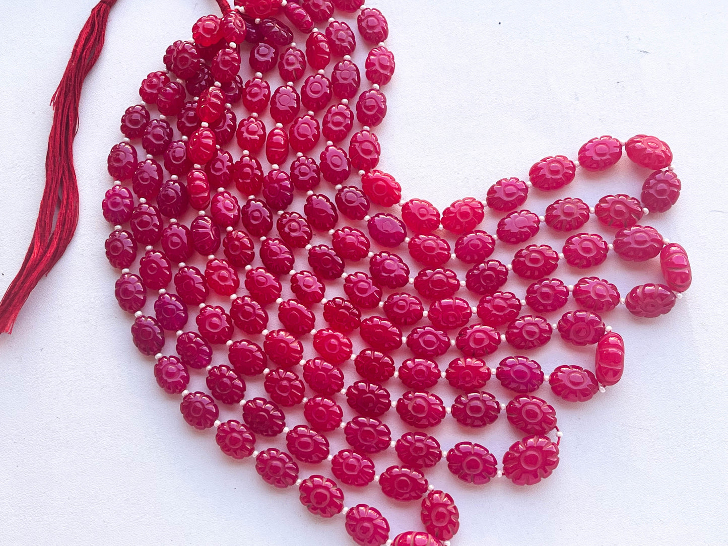 16 Inch Pink Chalcedony Flower Carved Beads 8x11mm to 12x14mm Beadsforyourjewelry