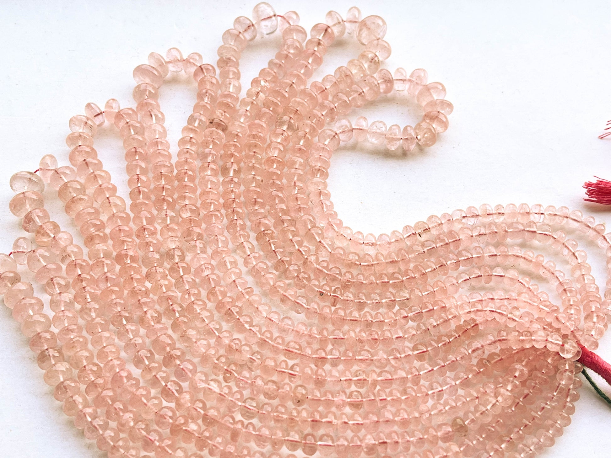 16 Inch Pink Morganite Smooth Rondelle Beads Beadsforyourjewelry