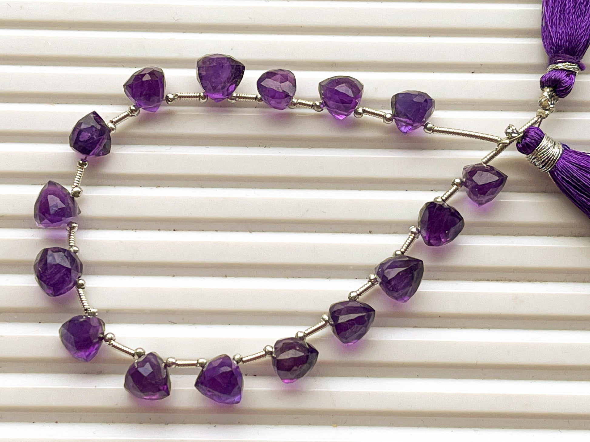 16 Pieces Amethyst 3D Trillion Shape Beads Beadsforyourjewelry