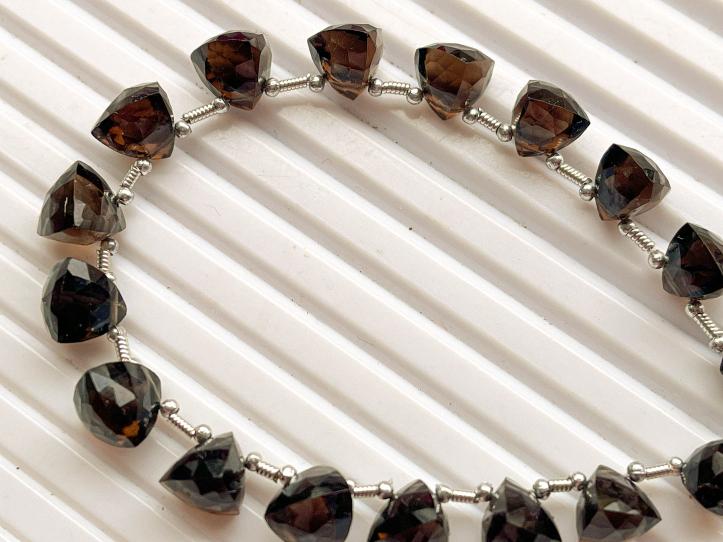 17 Pieces Smoky Quartz 3D Trillion Shape Beads Beadsforyourjewelry