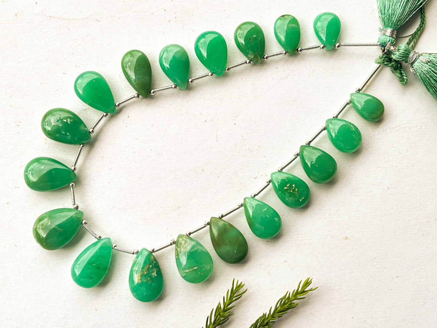 19 Pieces Chrysoprase Smooth Pear Shape Briolette Beads, Chrysoprase for Earrings, Chrysoprase Beads, 8x13mm to 13x18mm Beadsforyourjewelry