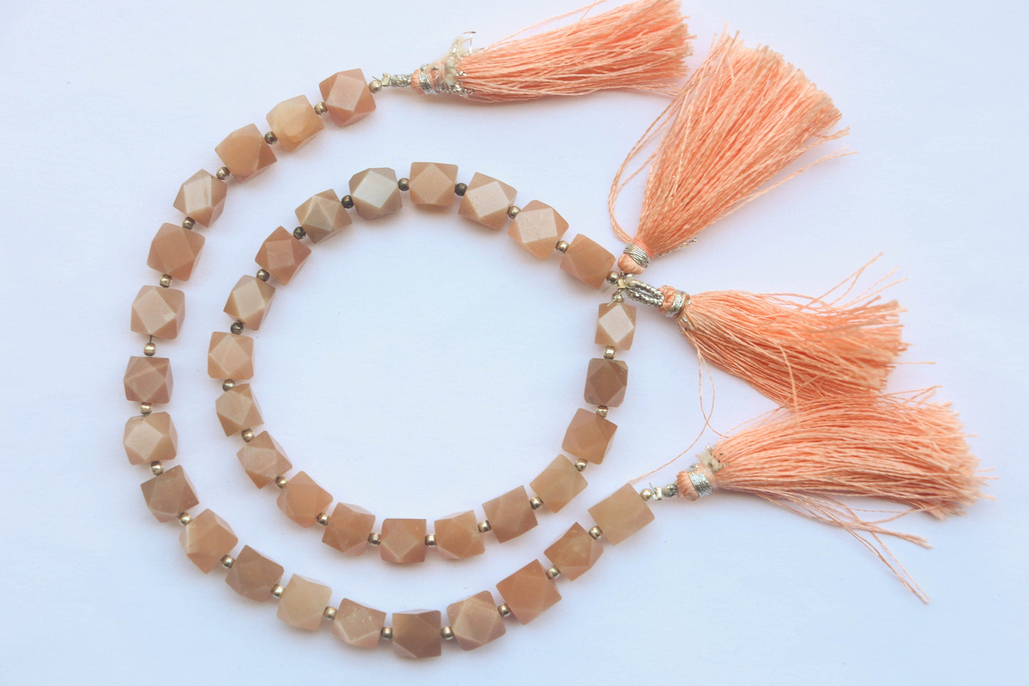 20 Pc PEACH MOONSTONE Beads Uneven Shape Faceted | 7mm | Center Drill | Natural Gemstone Beads for jewelry making | Beadsforyourjewellery Beadsforyourjewelry