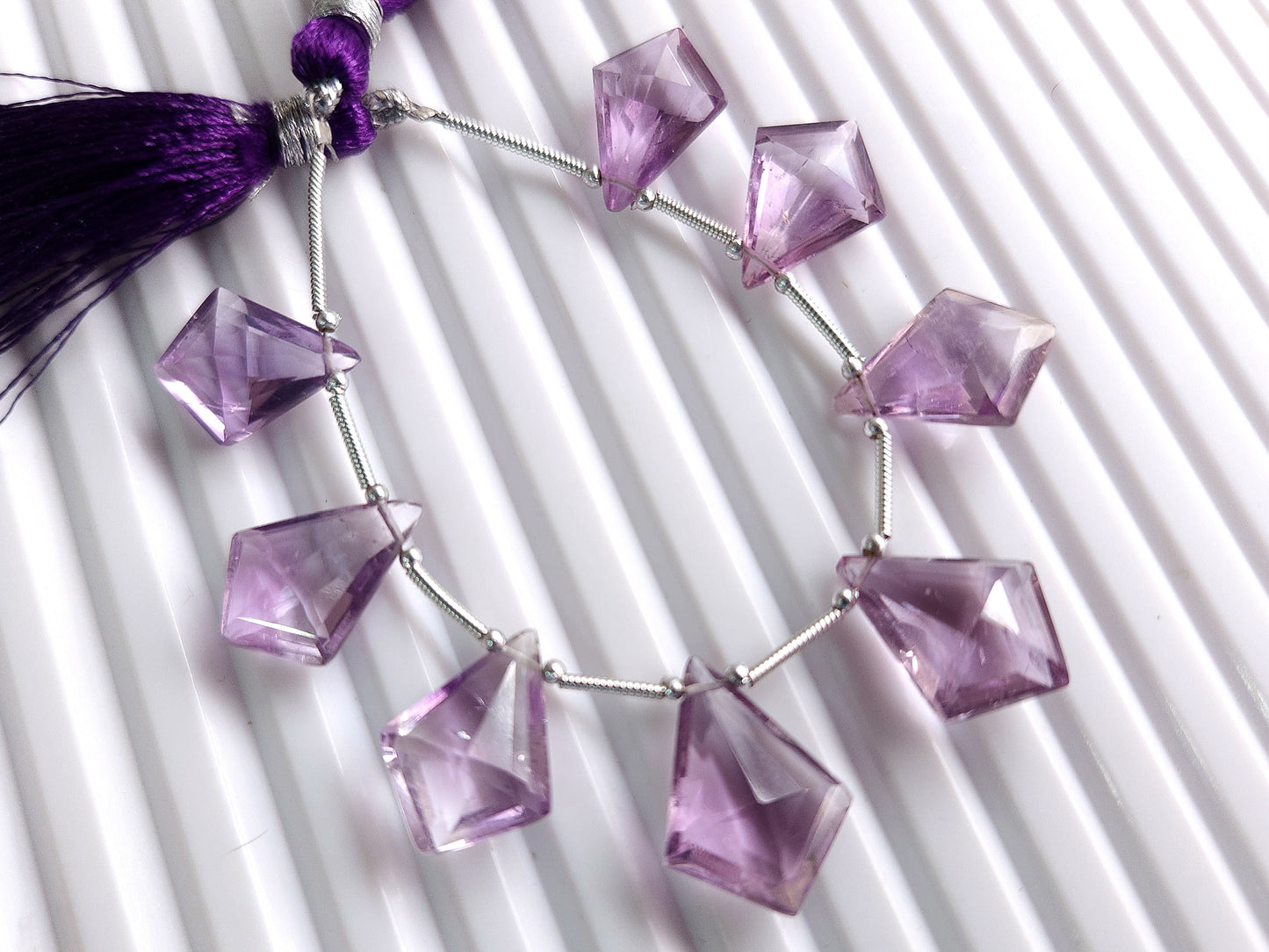 Natural Pink Amethyst Fancy Diamond shape Cut stone Beads