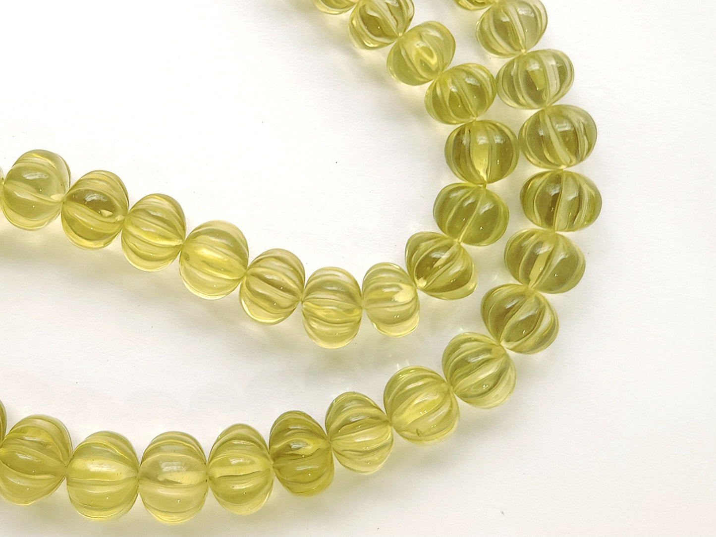 AAA Natural Lemon Quartz Deep Carved Melons Shape Beads