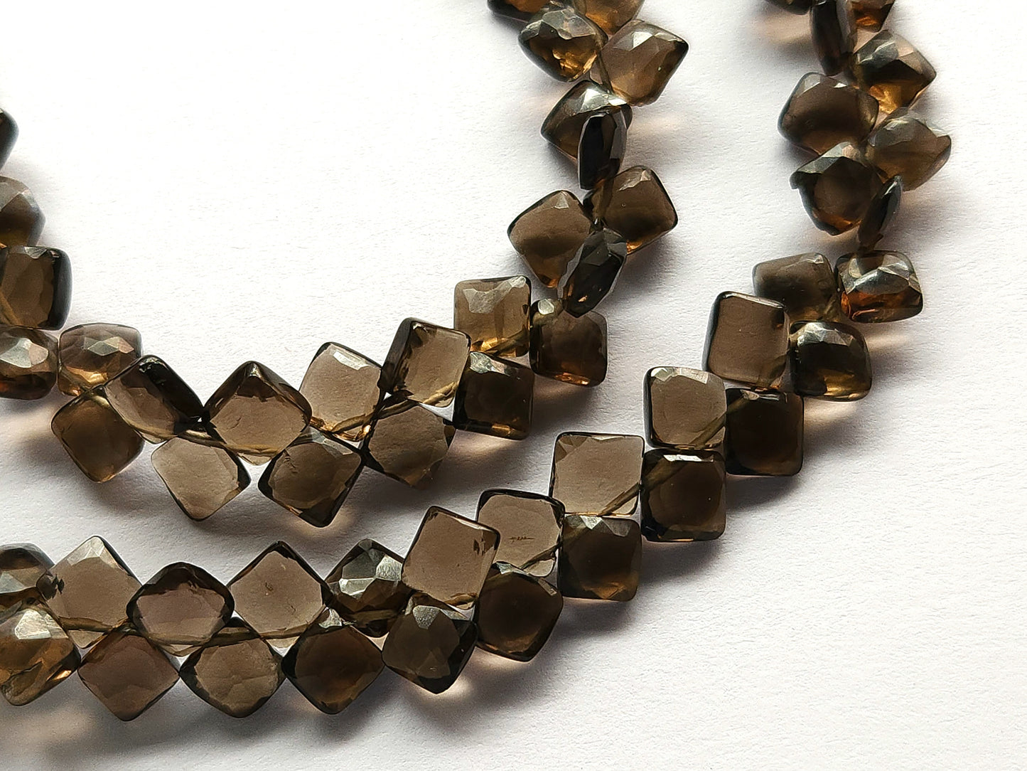 Natural Smoky Quartz Square Shape Faceted Beads