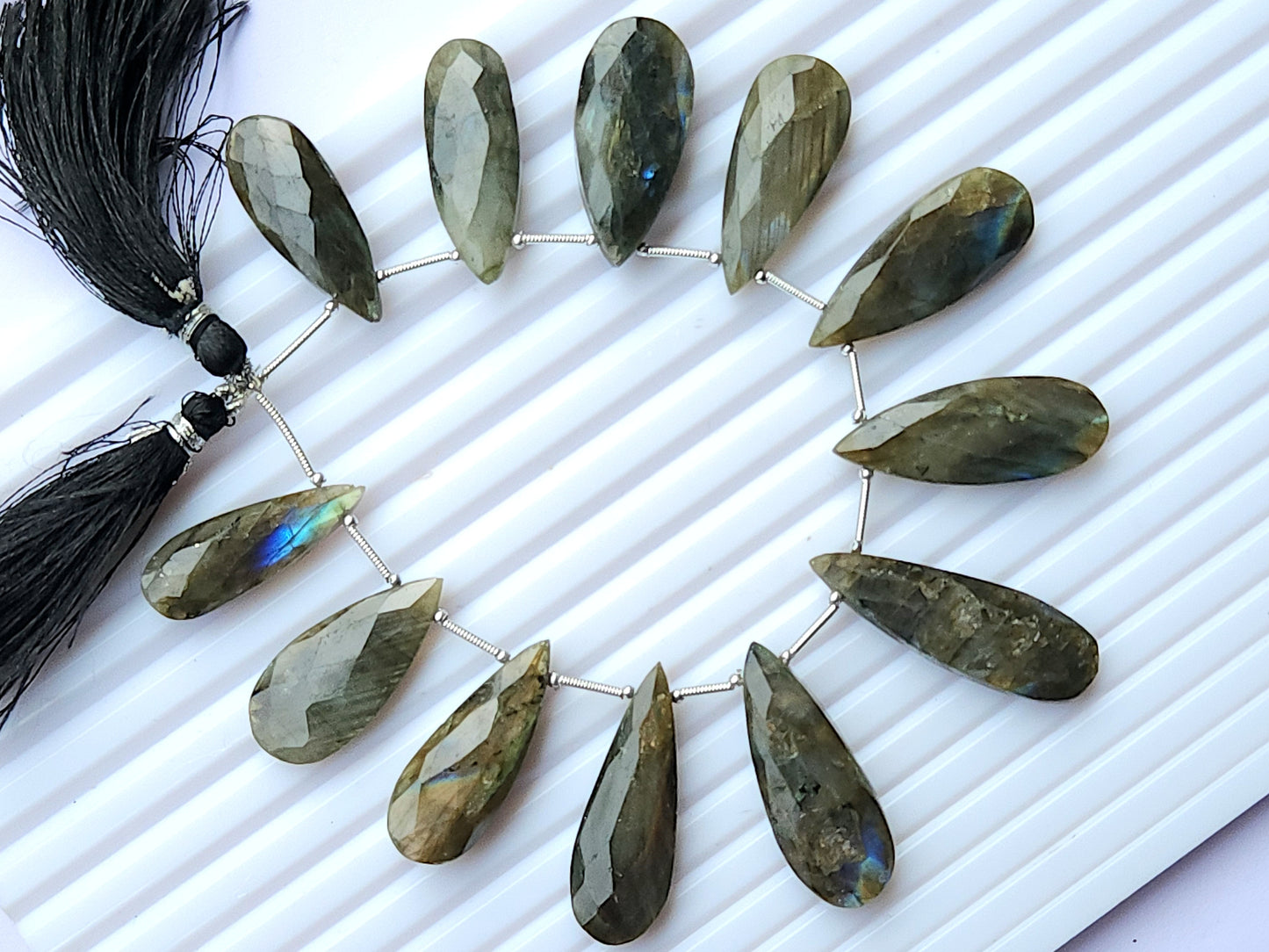 Labradorite Faceted Briolette Pear Shape Beads