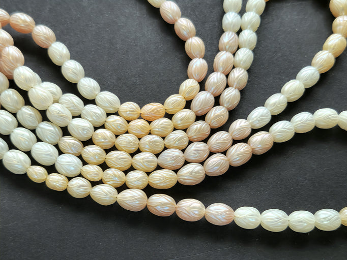 Hand-Carved Mix Color Natural Freshwater Pearl Strands