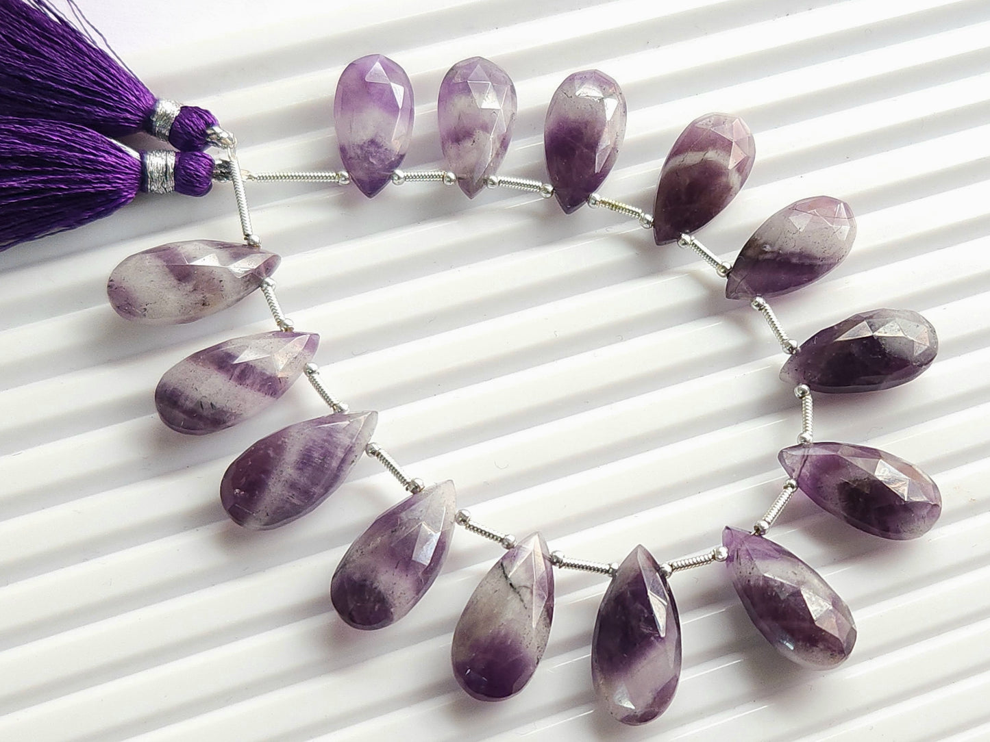 Natural Amethyst Boulder faceted pear shape briolette beads