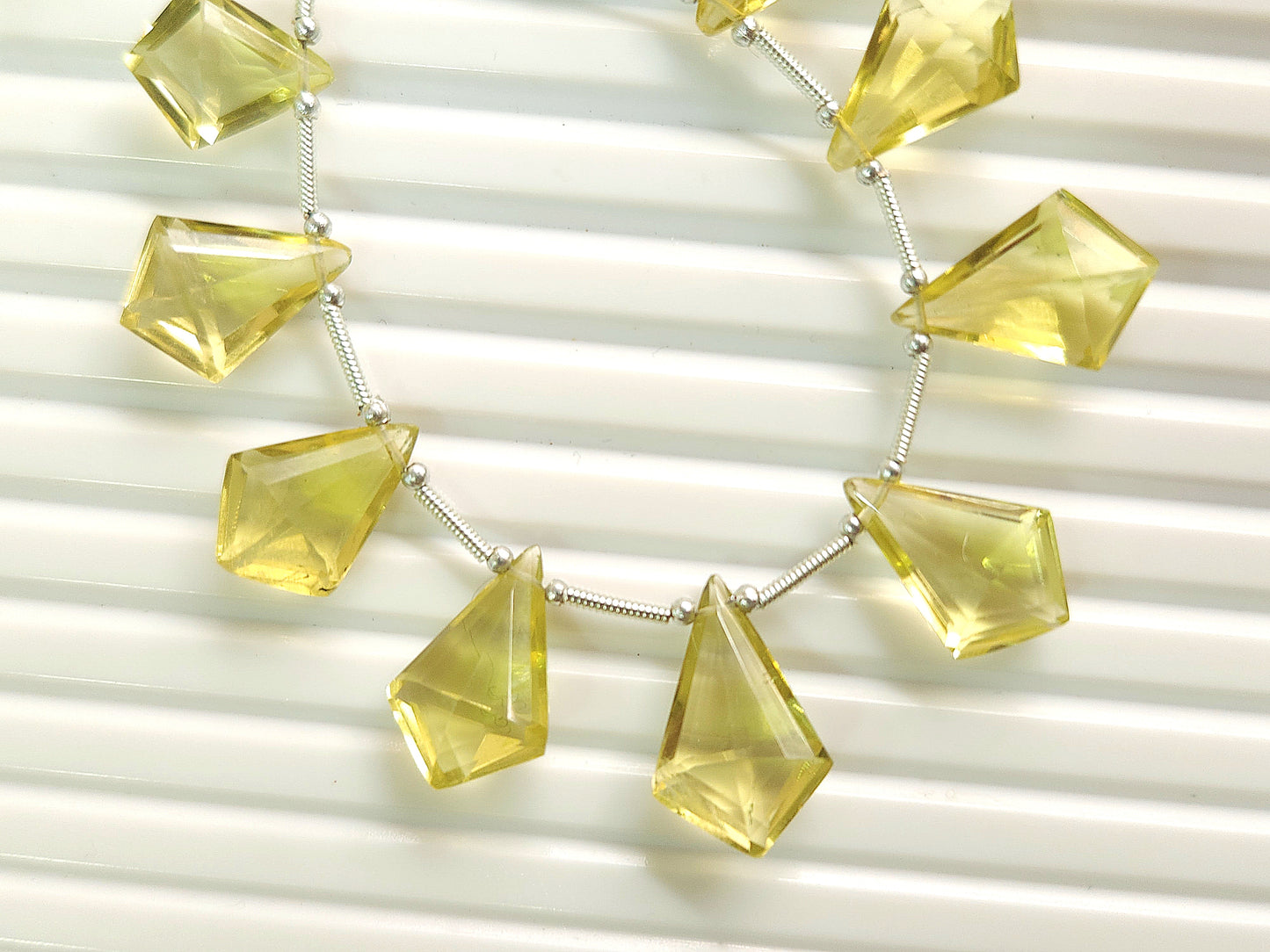 Natural Lemon Quartz Fancy Kite shape Faceted beads