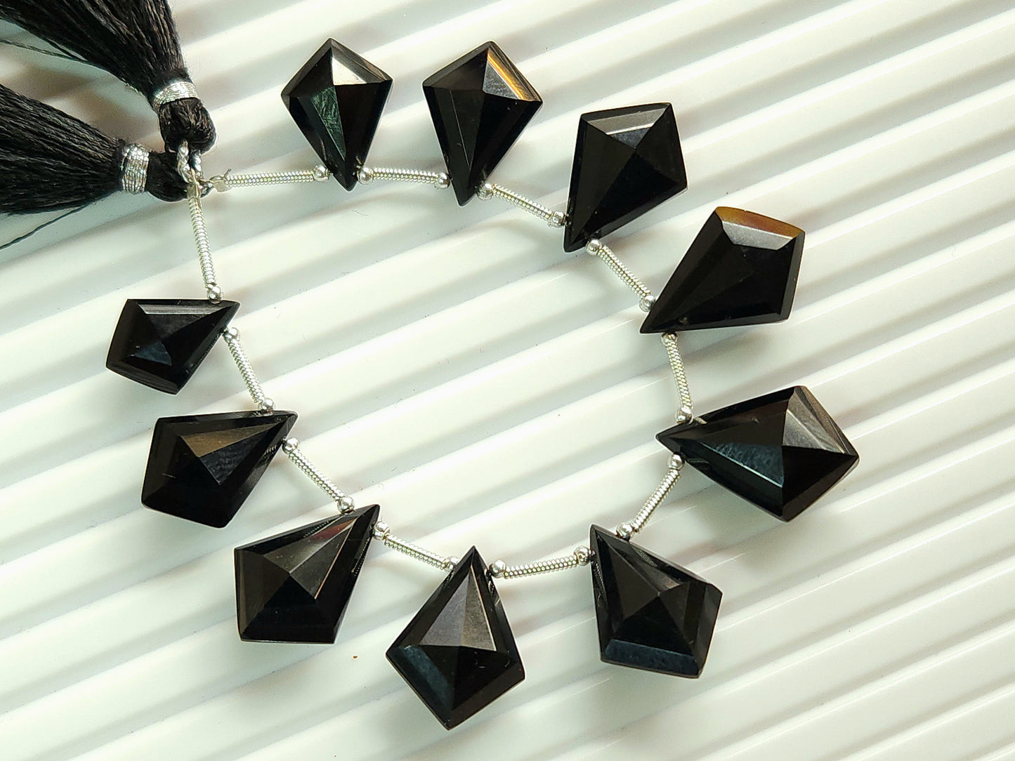 Natural Black Spinel Fancy Kite shape Faceted beads