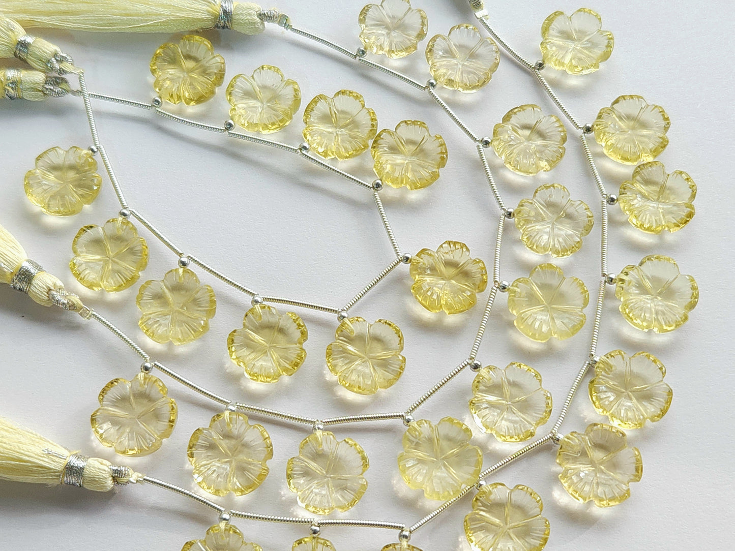 Lemon Quartz Flower Carving Beads