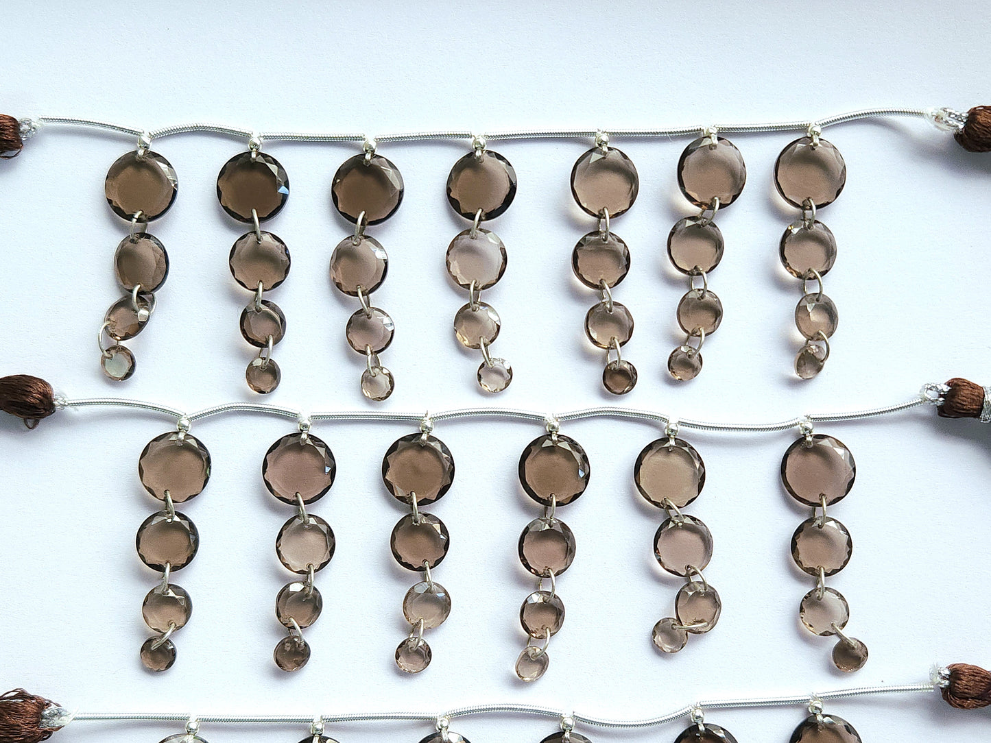 Natural Smoky Quartz Faceted Round Cut Beads