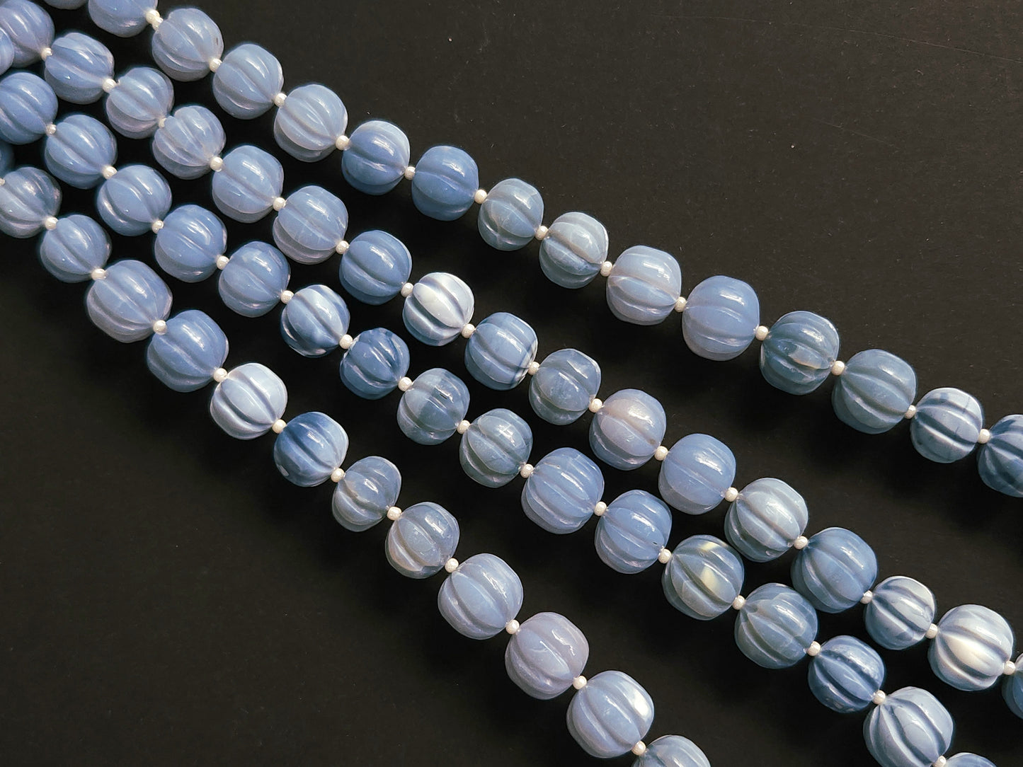 Natural Blue Opal Gemstone Hand-Carved Beads