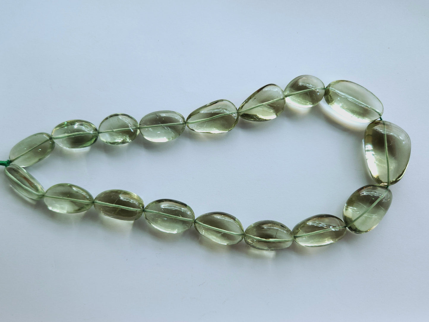 Natural Green Amethyst Gemstone Smooth Tumble Shape Beads