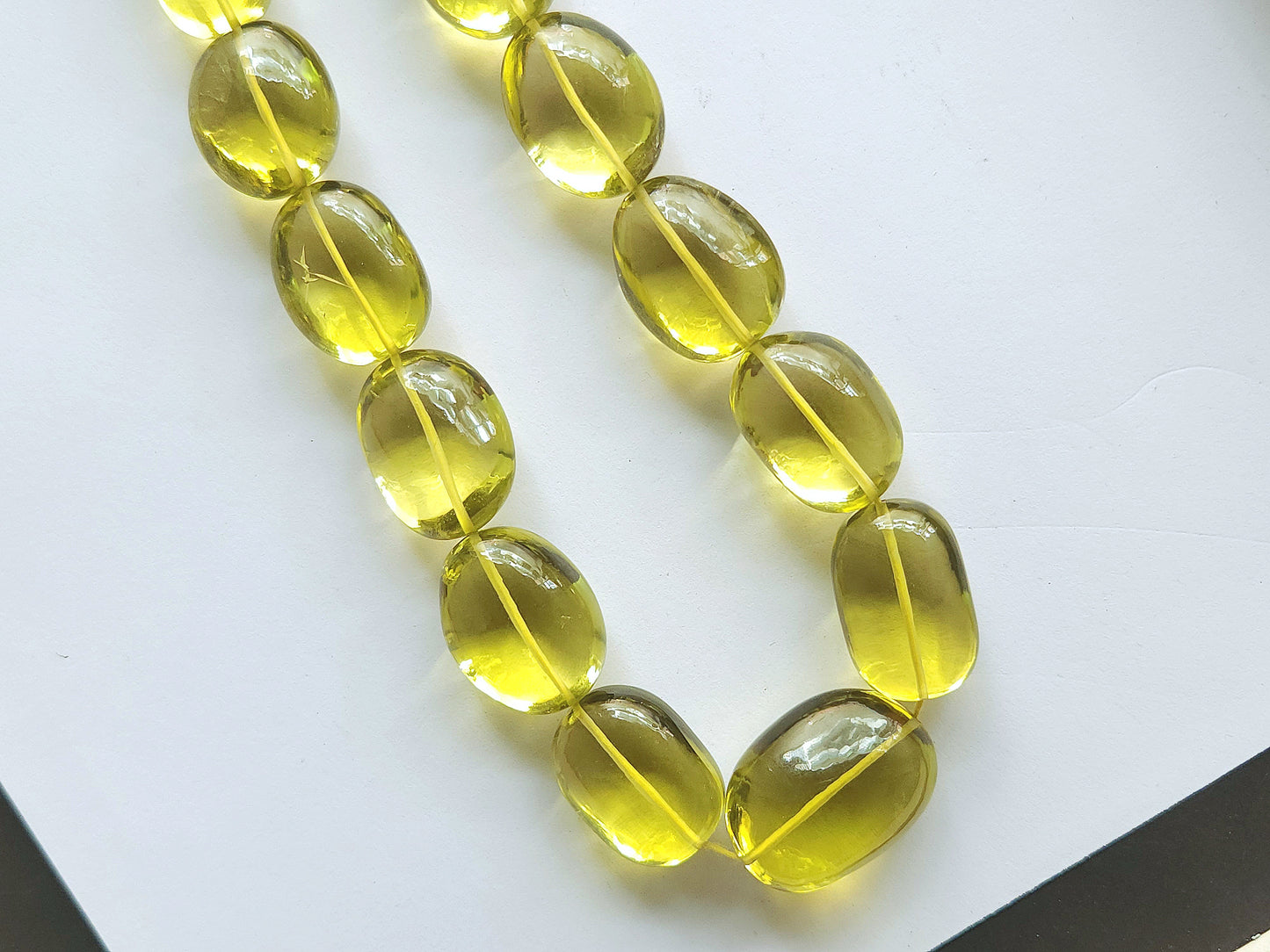 Natural Lemon Green Gold Gemstone Smooth Tumble Shape Beads