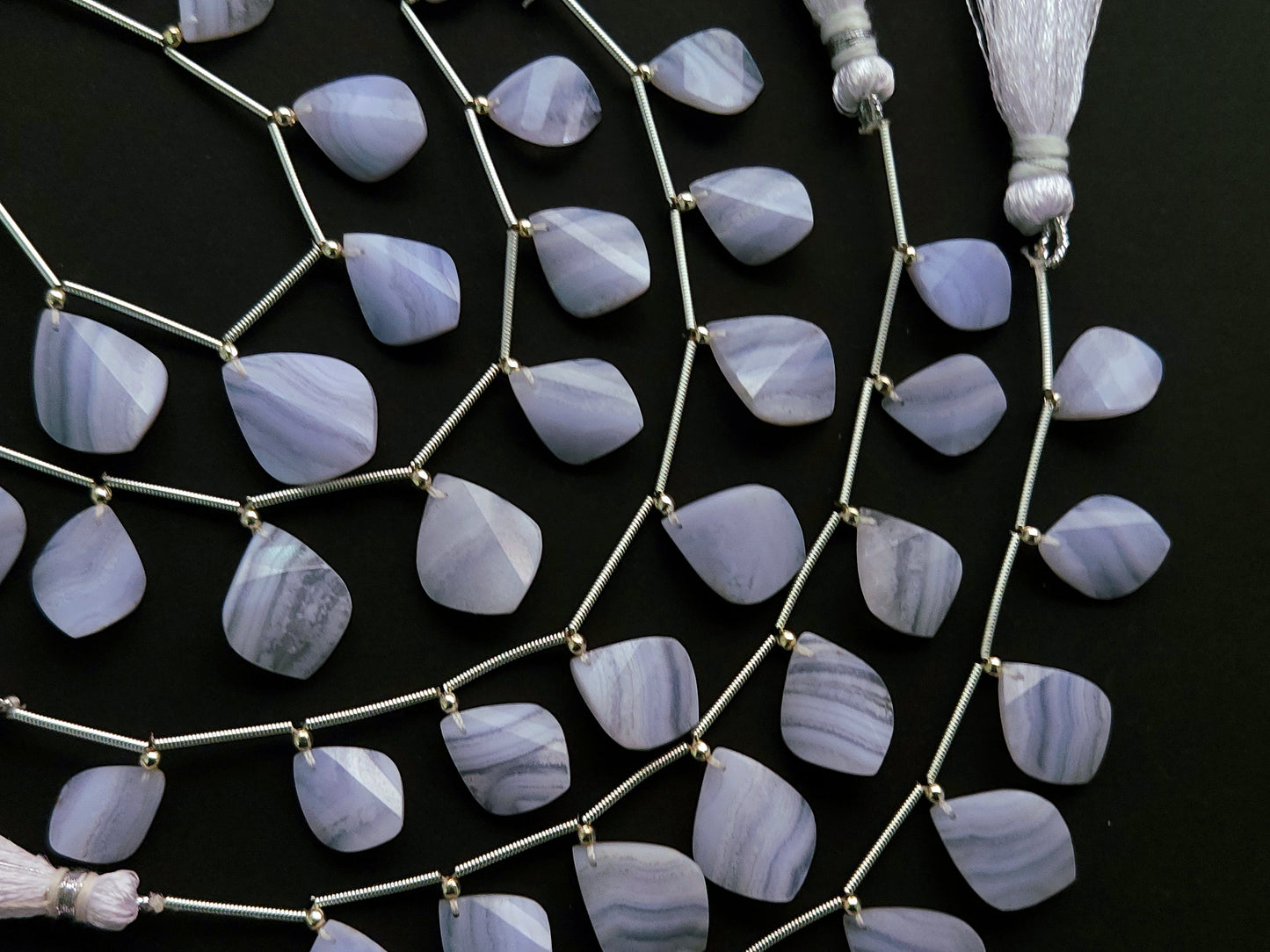 Natural Blue Lace Agate Briolette Twisted Pear Shape Gemstone Beads