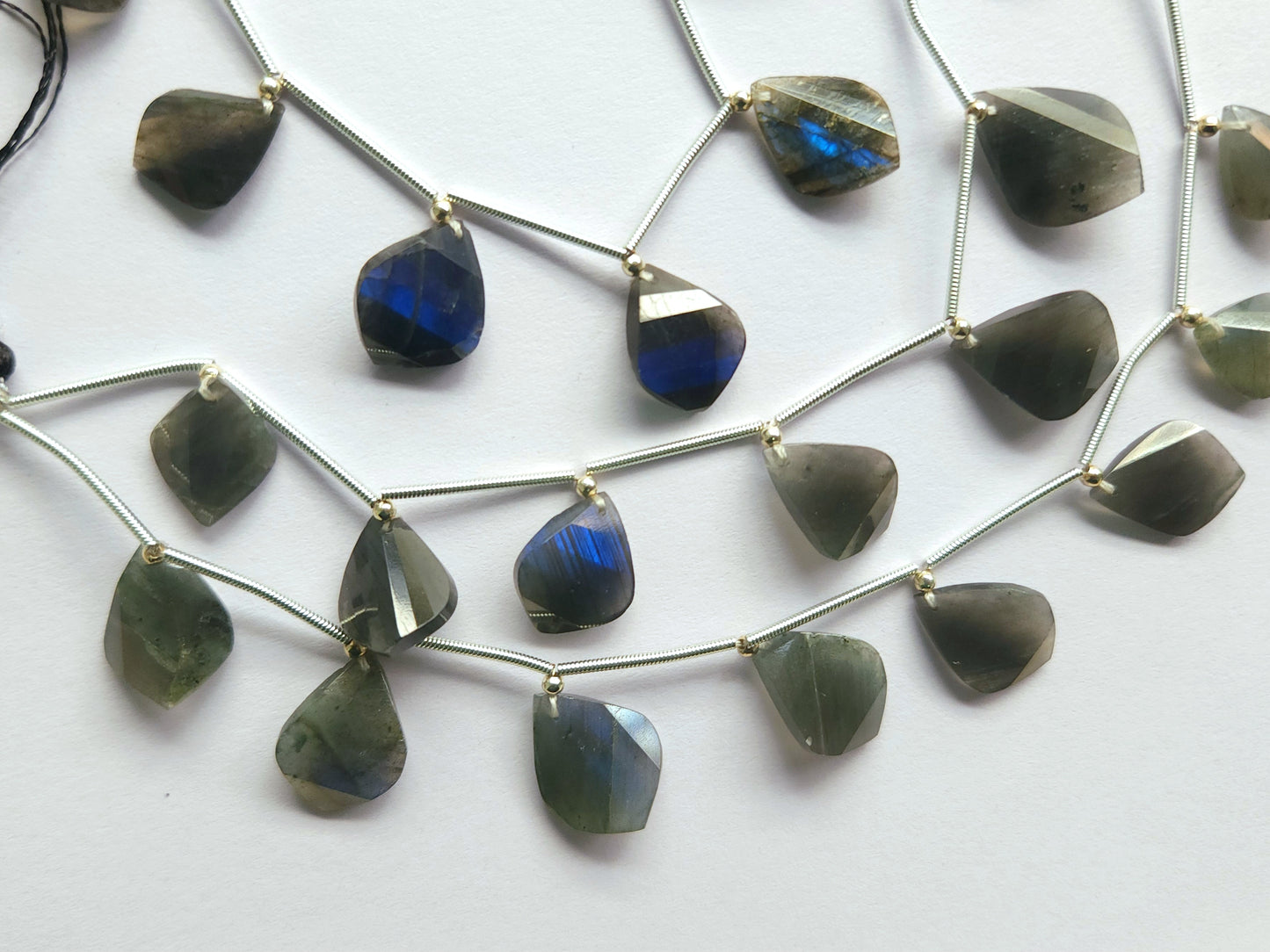 Natural Labradorite Faceted Briolette Twisted Pear Shape Gemstone Beads