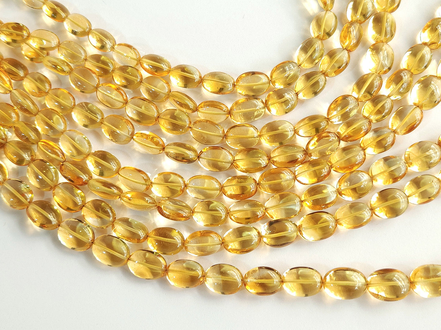Natural Citrine Gemstone Smooth Oval Shape Beads