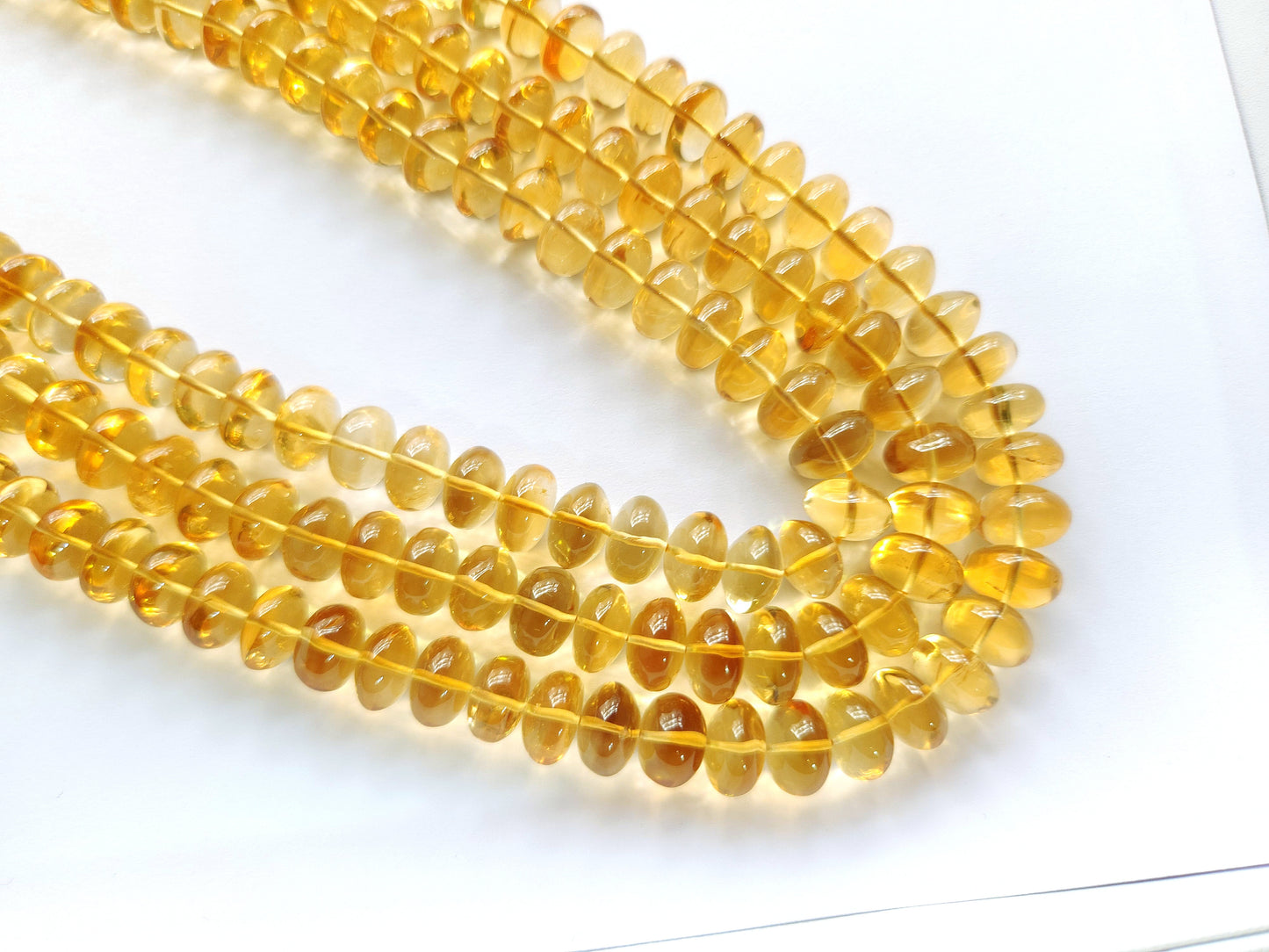 Natural Citrine Smooth Rondelle Beads For Jewelry Making | 17 Inches