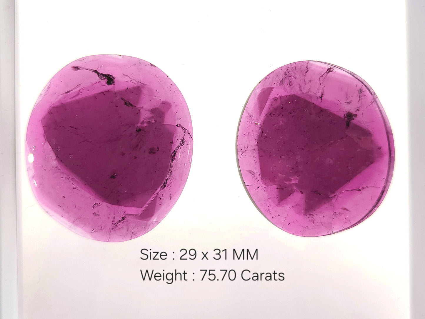 Rare! Natural Pink Tourmaline Slice Polished Pair