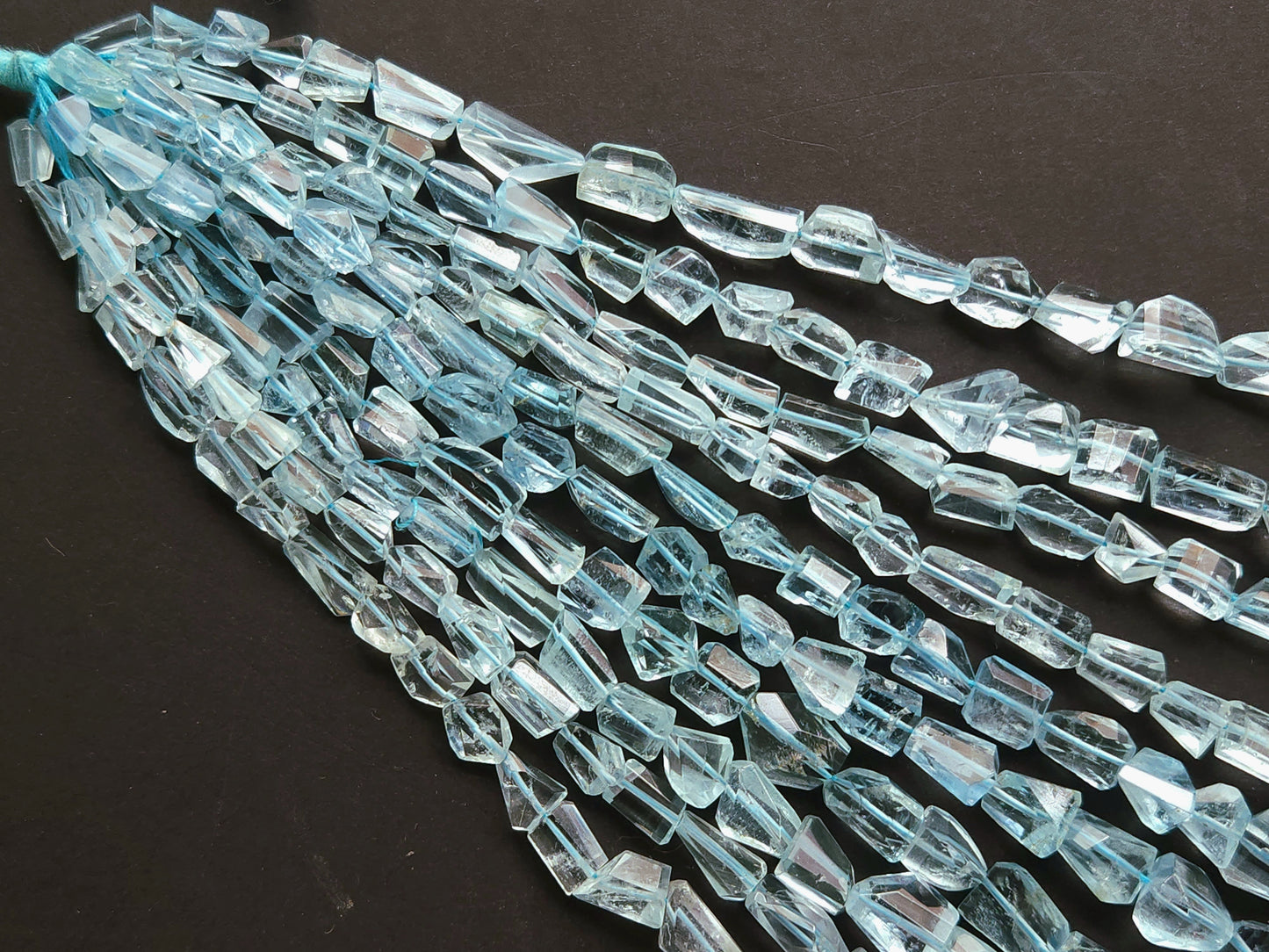 Natural Aquamarine Uneven Faceted Tumble Shape Beads