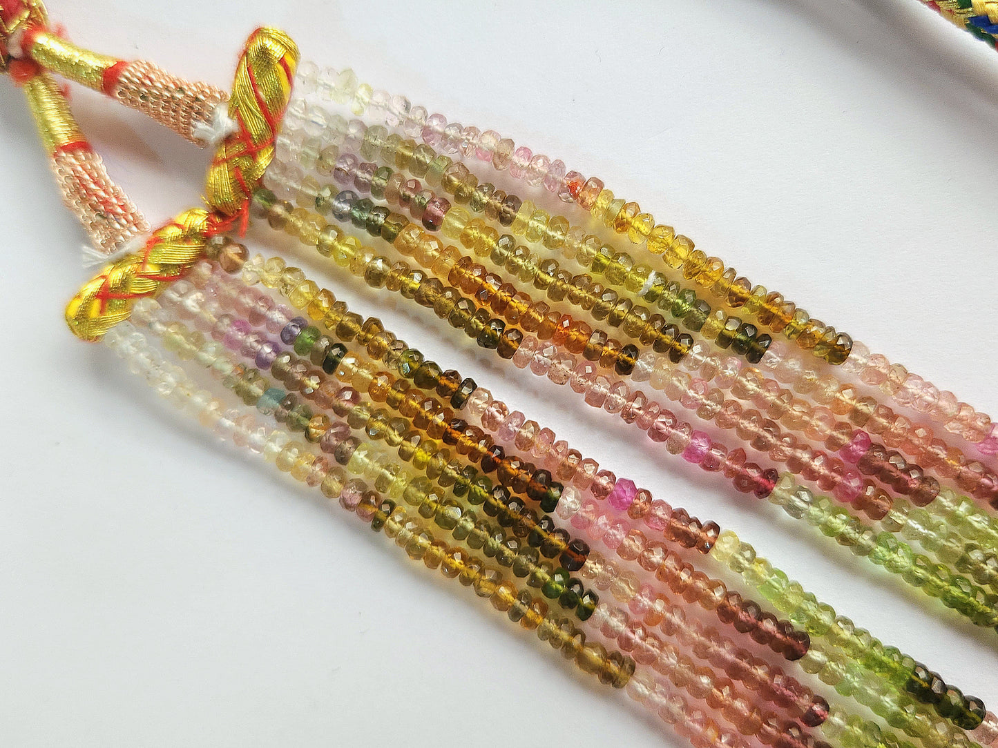 Natural Multi Tourmaline Faceted Rondelle Beads