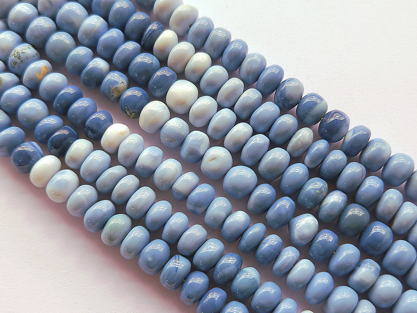 Natural Blue Opal Gemstone Smooth Rondelle Beads