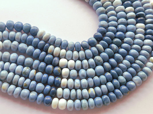 Natural Blue Opal Gemstone Smooth Rondelle Beads