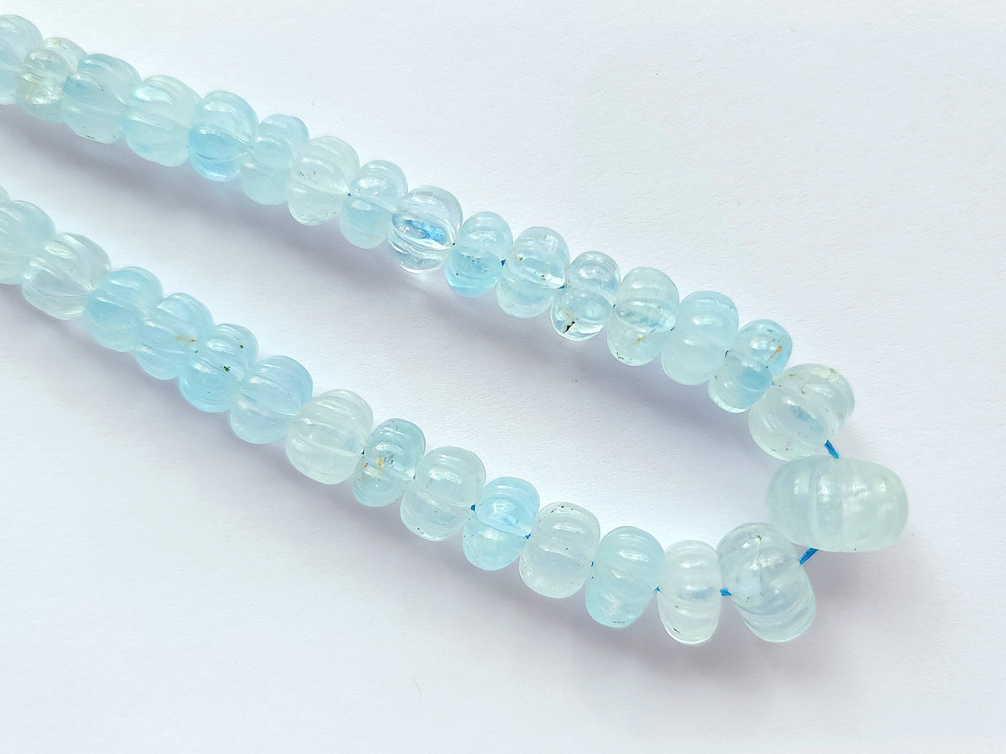 Natural Blue Topaz Gemstone Carved Melon Shape Beads