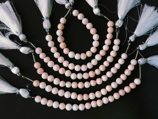 Natural Pink Opal Gemstone Smooth Round / Spherical Shape Beads