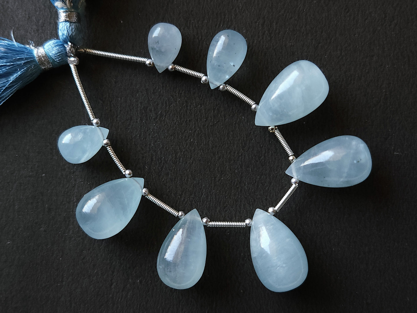 Natural Aquamarine Gemstone Smooth Drop Beads