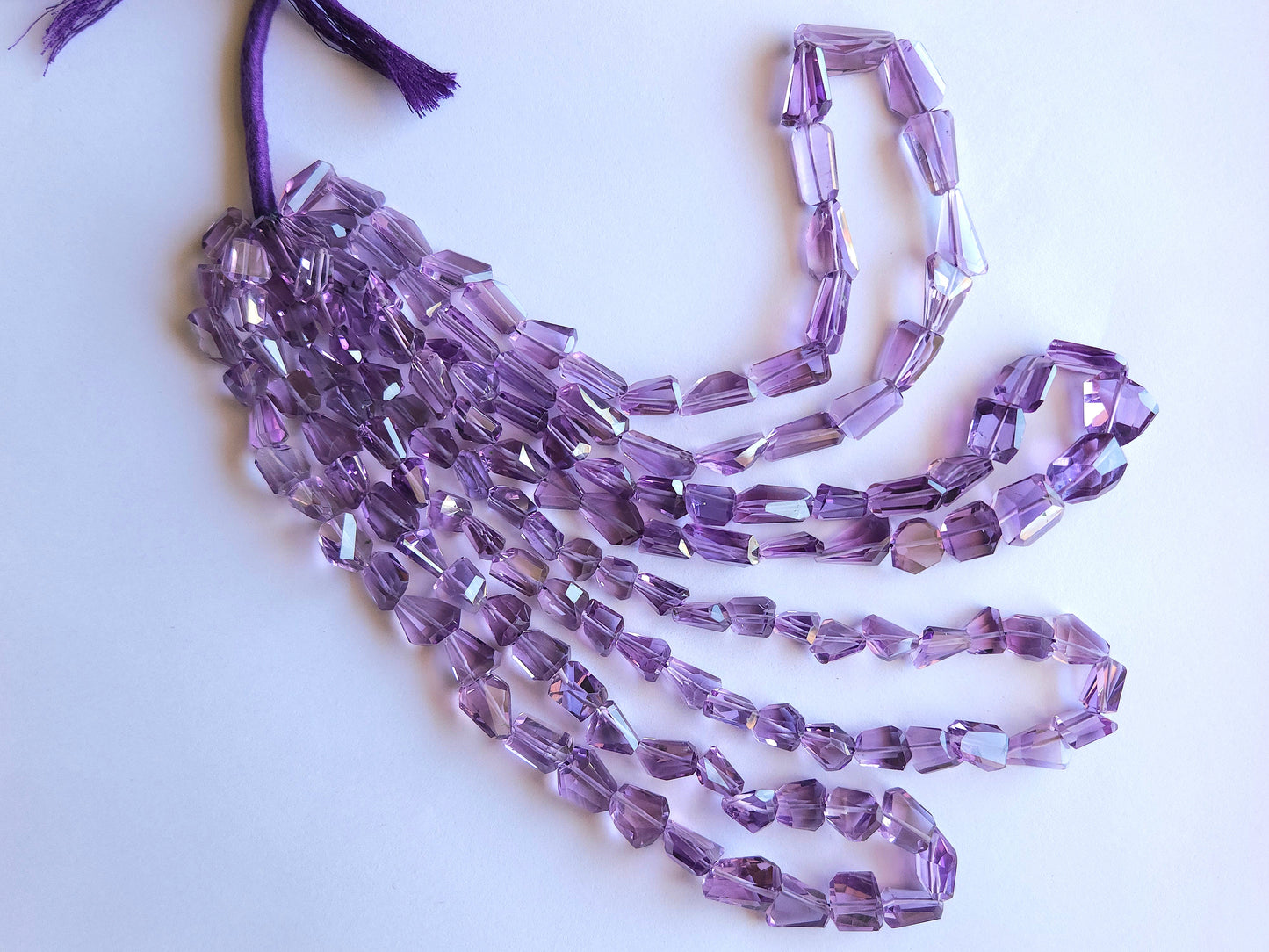 Natural Pink Amethyst Uneven Faceted Tumble Shape Beads