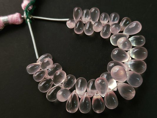Natural Rose Quartz Smooth Drops Shape