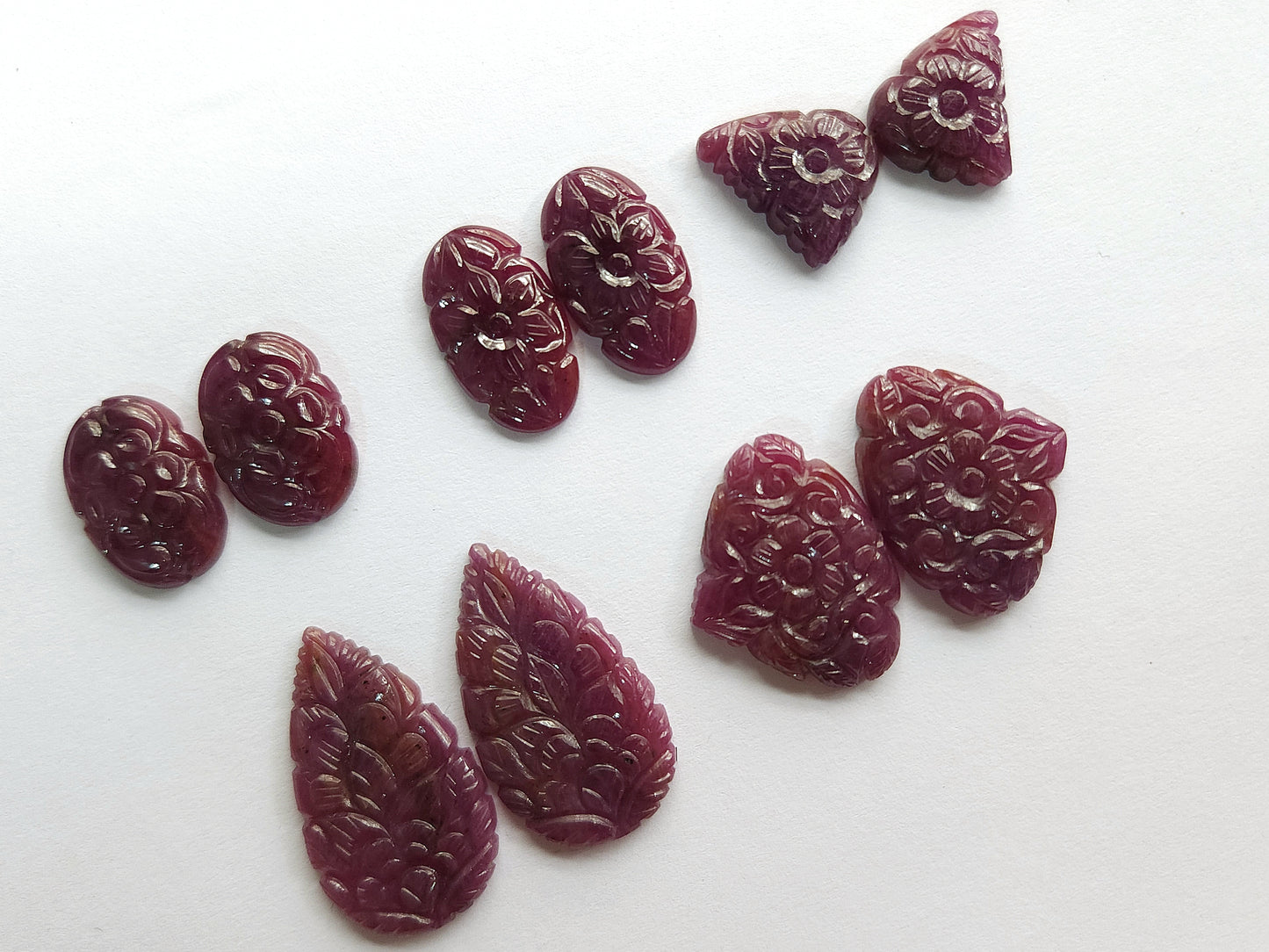 Natural Ruby Carved Pair