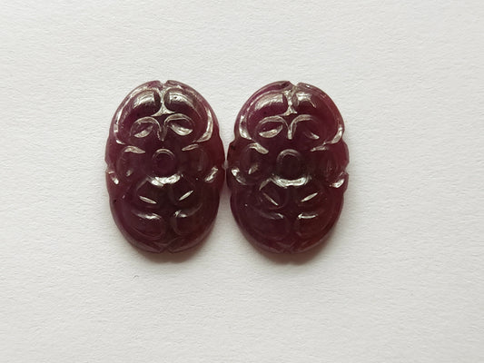 Natural Ruby Carved Pair β Carvings for Charms, Pendants & Jewelry Making