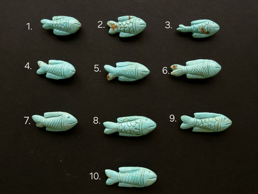 Natural Arizona Turquoise Hand-Carved Fish