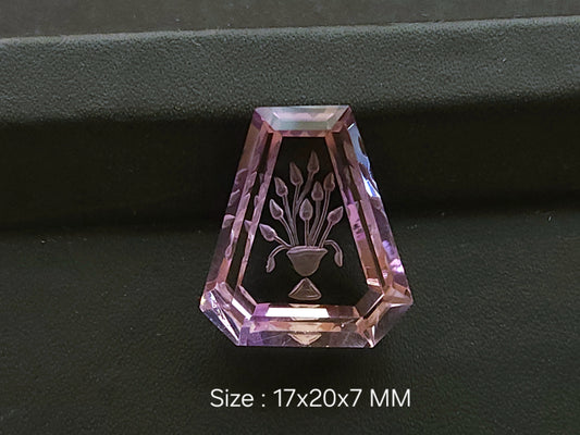 Natural Ametrine Hand-Carved Fantasy Cut Reverse Carving